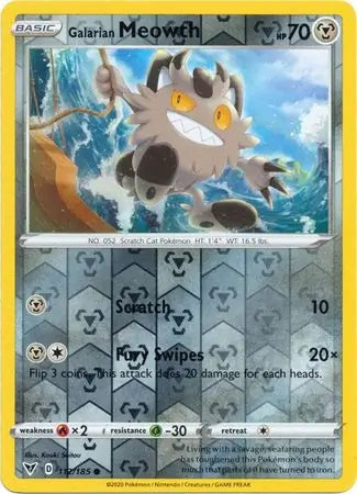 Galarian Meowth Reverse Holo 112 - Vivid Voltage