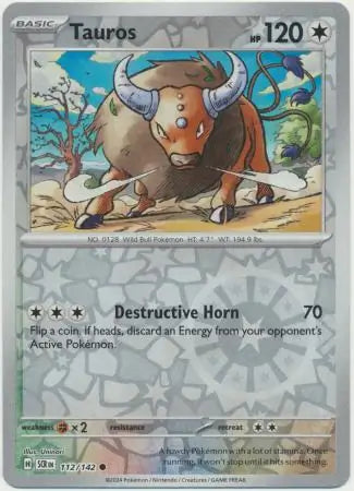 Tauros Reverse Holo 112 - Stellar Crown