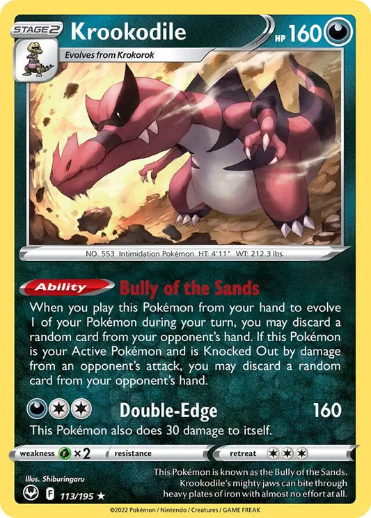 Krookodile 113, Silver Tempest | Sword & Shield, , 0.00 kr, Pokesingles. Kjøp pokemon kort til lave priser hos oss.