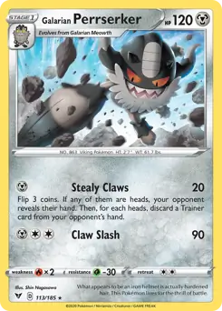 Galarian Perrserker 113 - Vivid Voltage Pokesingles