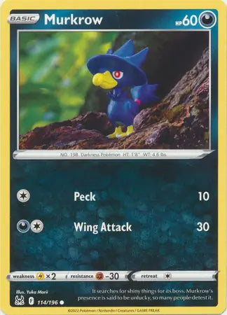 Murkrow 114, Lost Origin | Sword & Shield, , 0.00 kr, Pokesingles. Kjøp pokemon kort til lave priser hos oss.