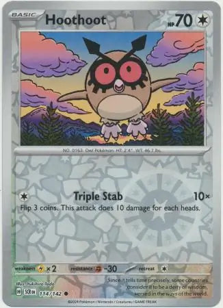 Hoothoot Reverse Holo 114 - Stellar Crown