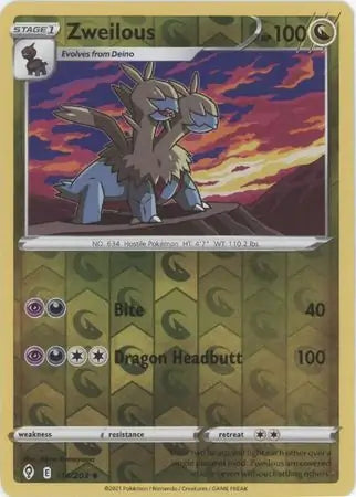 Zweilous Reverse Holo 114, Evolving Skies | Sword & Shield, , 5.00 kr, Pokesingles. Kjøp pokemon kort til lave priser hos oss.