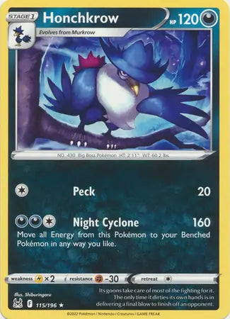 Honchkrow 115, Lost Origin | Sword & Shield, , 0.00 kr, Pokesingles. Kjøp pokemon kort til lave priser hos oss.