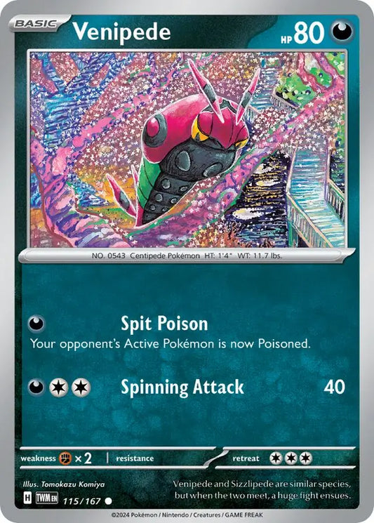 Venipede 115, Twilight Masquerade | Scarlet & Violet, , 5.00 kr, Pokesingles. Kjøp pokemon kort til lave priser hos oss.