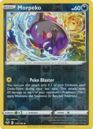 Morpeko Reverse Holo 116, Silver Tempest | Sword & Shield, , 0.00 kr, Pokesingles. Kjøp pokemon kort til lave priser hos oss.
