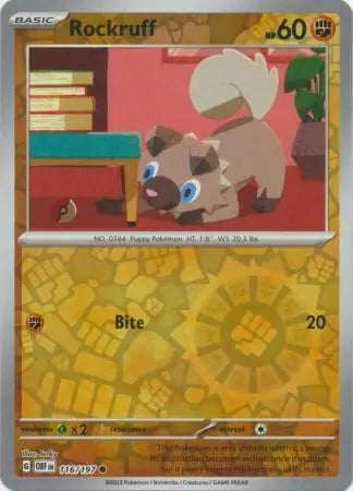 Rockruff Reverse Holo 116, Obsidian Flames | Scarlet & Violet, , 4.00 kr, Pokesingles. Kjøp pokemon kort til lave priser hos oss.