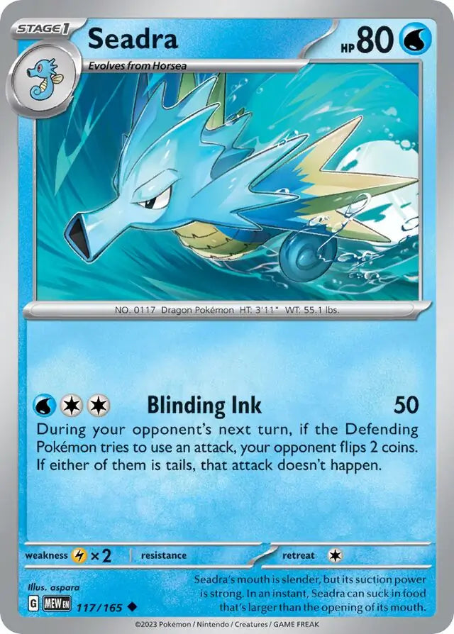 117 Seadra, 151 | Scarlet & Violet, , 3.00 kr, Pokesingles. Kjøp pokemon kort til lave priser hos oss.