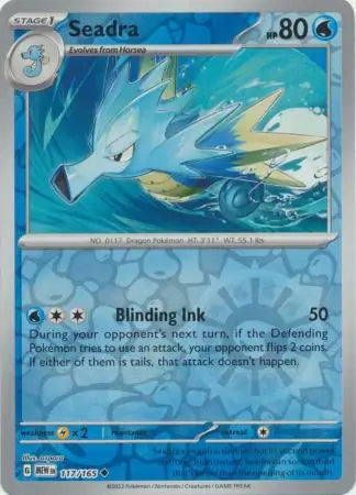 117 Seadra Reverse Holo, 151 | Scarlet & Violet, reverse, 4.00 kr, Pokesingles. Kjøp pokemon kort til lave priser hos oss.