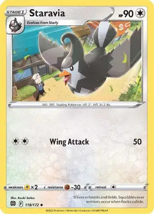 Staravia 118, Brilliant Stars | Sword & Shield, , 0.00 kr, Pokesingles. Kjøp pokemon kort til lave priser hos oss.