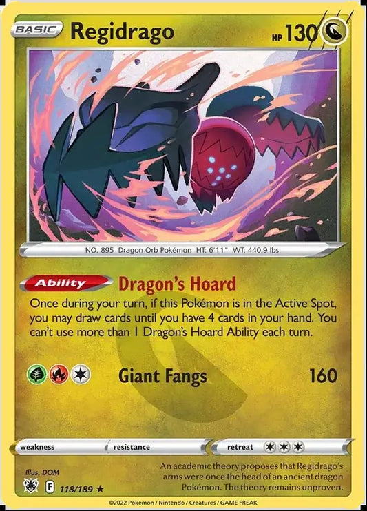 118 Regidrago, Astral Radiance | Sword & Shield, nonholo, 3.00 kr, Pokesingles. Kjøp pokemon kort til lave priser hos oss.