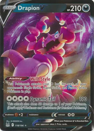Drapion V 118, Lost Origin | Sword & Shield, , 0.00 kr, Pokesingles. Kjøp pokemon kort til lave priser hos oss.