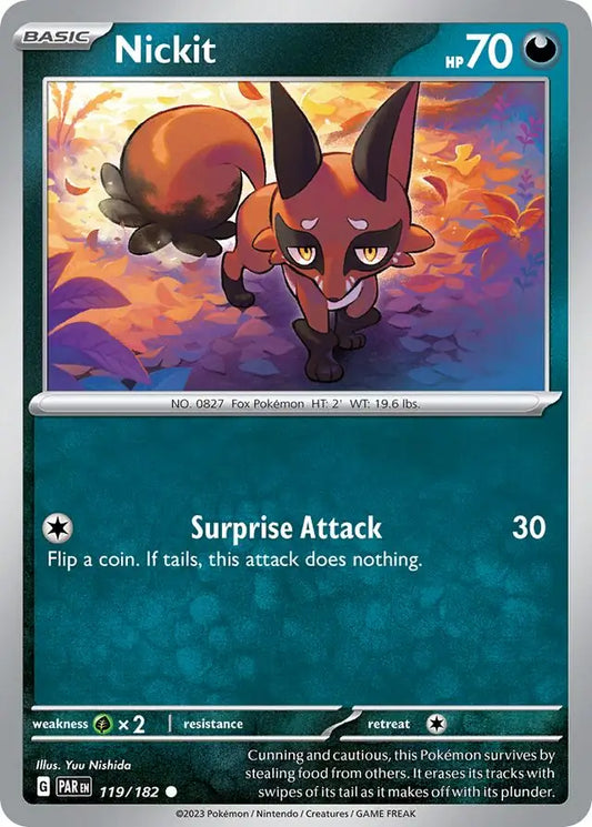 119 Nickit, Paradox Rift, nonholo, 2.00 kr, Pokesingles. Kjøp pokemon kort til lave priser hos oss.