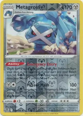 Metagross Reverse Holo 119, Silver Tempest | Sword & Shield, , 0.00 kr, Pokesingles. Kjøp pokemon kort til lave priser hos oss.