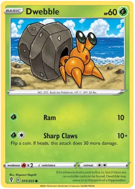 Dwebble 011, Evolving Skies | Sword & Shield, , 5.00 kr, Pokesingles. Kjøp pokemon kort til lave priser hos oss.