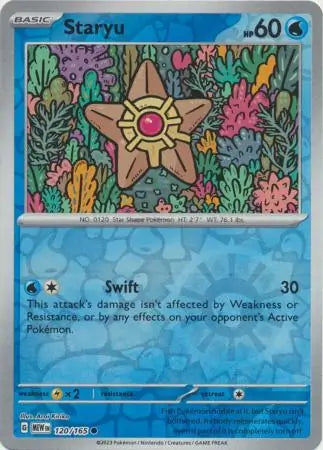 120 Staryu Reverse Holo, 151 | Scarlet & Violet, reverse, 4.00 kr, Pokesingles. Kjøp pokemon kort til lave priser hos oss.