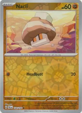 Nacli Reverse Holo 120 - Paldea Evolved, Paldea Evolved | Scarlet & Violet, , 5.00 kr, Pokesingles. Kjøp pokemon kort til lave priser hos oss.
