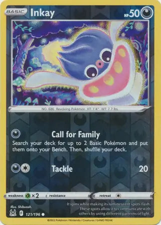 Inkay Reverse Holo 121, Lost Origin | Sword & Shield, , 0.00 kr, Pokesingles. Kjøp pokemon kort til lave priser hos oss.
