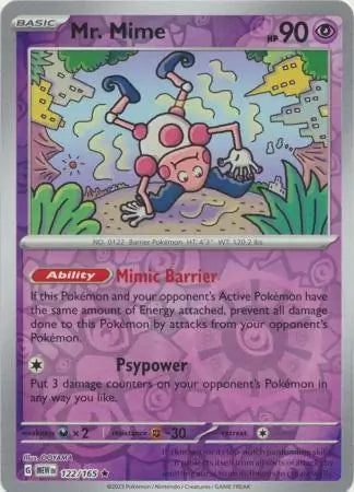 122 Mr. Mime Reverse Holo Rare, 151 | Scarlet & Violet, reverse, 6.00 kr, Pokesingles. Kjøp pokemon kort til lave priser hos oss.