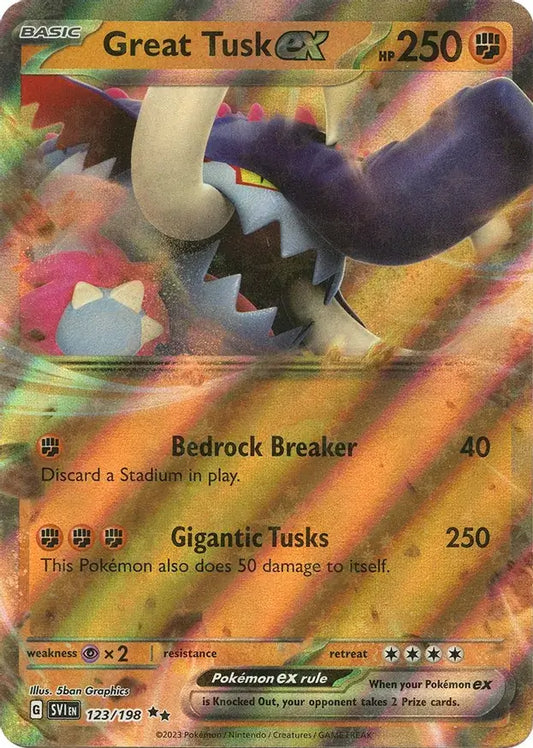 123 Great Tusk ex, Scarlet & Violet Base, ex, 20.00 kr, Pokesingles. Kjøp pokemon kort til lave priser hos oss.