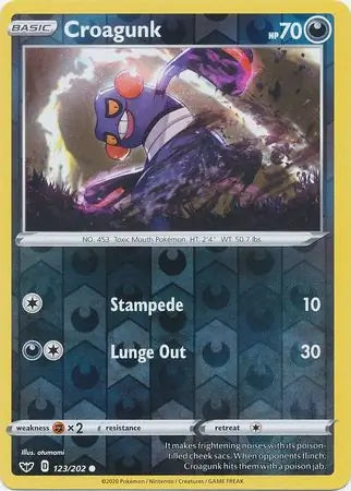 Croagunk Reverse Holo 123 - Sword & Shield Base Pokesingles
