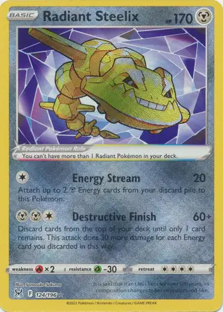 Radiant Steelix 124, Lost Origin | Sword & Shield, radiant, 7.00 kr, Pokesingles. Kjøp pokemon kort til lave priser hos oss.