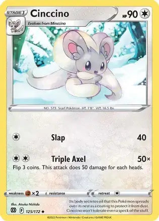 Cinccino 125, Brilliant Stars | Sword & Shield, , 0.00 kr, Pokesingles. Kjøp pokemon kort til lave priser hos oss.