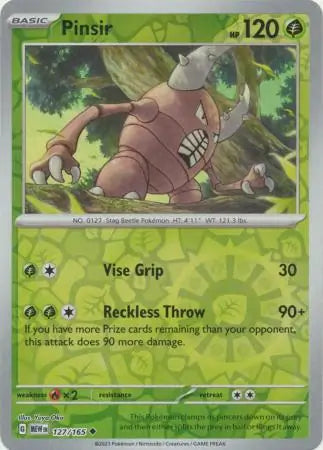 127 Pinsir Reverse Holo, 151 | Scarlet & Violet, reverse, 4.00 kr, Pokesingles. Kjøp pokemon kort til lave priser hos oss.
