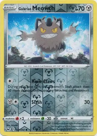 Galarian Meowth Reverse Holo 127 - Sword & Shield Base Pokesingles