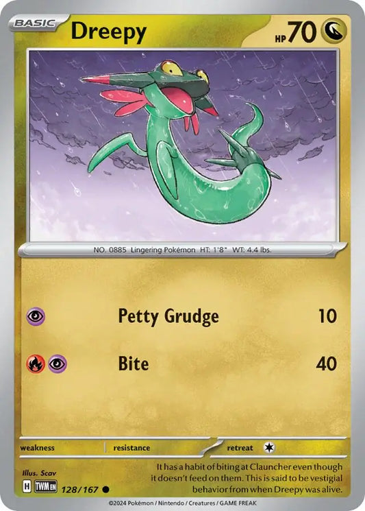 Dreepy 128, Twilight Masquerade | Scarlet & Violet, , 5.00 kr, Pokesingles. Kjøp pokemon kort til lave priser hos oss.