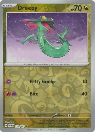 Dreepy Reverse Holo 128, Twilight Masquerade | Scarlet & Violet, , 5.00 kr, Pokesingles. Kjøp pokemon kort til lave priser hos oss.