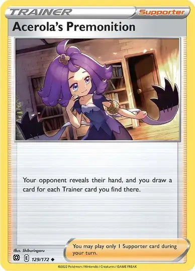 Acerola's Premonition 129, Brilliant Stars | Sword & Shield, trainer, 3.00 kr, Pokesingles. Kjøp pokemon kort til lave priser hos oss.