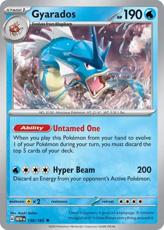 130 Gyarados - Holo Rare, 151 | Scarlet & Violet, holo, 4.00 kr, Pokesingles. Kjøp pokemon kort til lave priser hos oss.