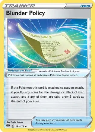 Blunder Policy 131, Brilliant Stars | Sword & Shield, trainer, 3.00 kr, Pokesingles. Kjøp pokemon kort til lave priser hos oss.