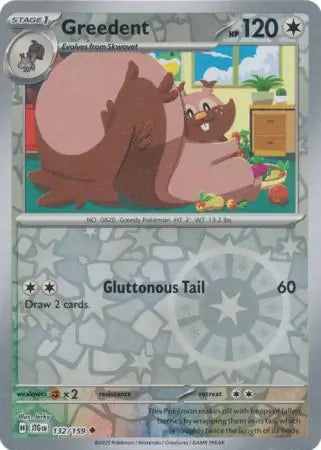 Greedent Reverse Holo 132 - Journey Together Pokesingles