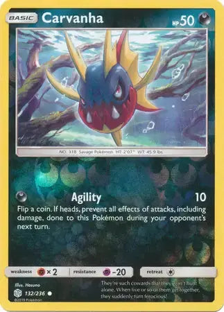 Carvanha Reverse Holo 132 - Cosmic Eclipse Pokesingles