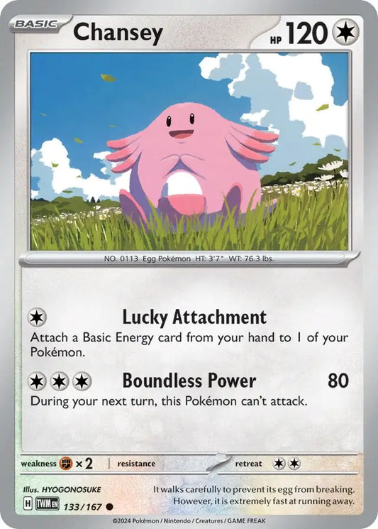 Chansey 133, Twilight Masquerade | Scarlet & Violet, , 5.00 kr, Pokesingles. Kjøp pokemon kort til lave priser hos oss.