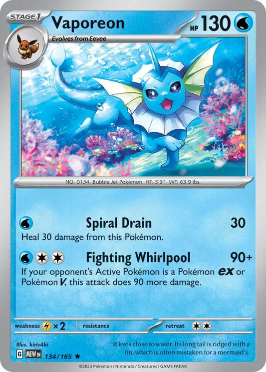 134 Vaporeon - Holo Rare, 151 | Scarlet & Violet, holo, 4.00 kr, Pokesingles. Kjøp pokemon kort til lave priser hos oss.