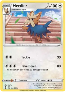 Herdier 134, Evolving Skies | Sword & Shield, , 5.00 kr, Pokesingles. Kjøp pokemon kort til lave priser hos oss.