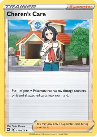 Cheren's Care 134, Brilliant Stars | Sword & Shield, trainer, 3.00 kr, Pokesingles. Kjøp pokemon kort til lave priser hos oss.