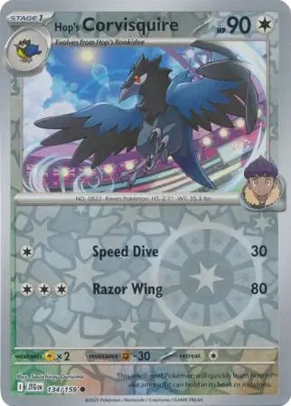 Hop's Corvisquire Reverse Holo 134 - Journey Together Pokesingles