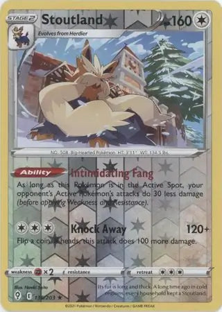 Stoutland Reverse Holo 135, Evolving Skies | Sword & Shield, , 5.00 kr, Pokesingles. Kjøp pokemon kort til lave priser hos oss.