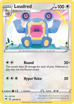 Loudred 136 - Vivid Voltage Pokesingles