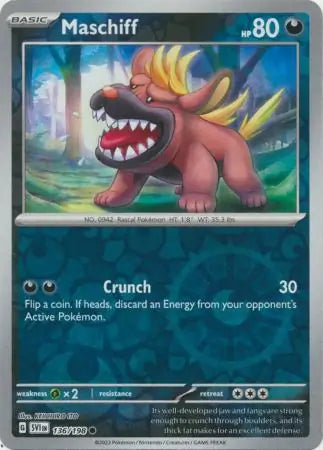 137 Mabosstiff - Reverse Holo, Scarlet & Violet Base, , 4.00 kr, Pokesingles. Kjøp pokemon kort til lave priser hos oss.