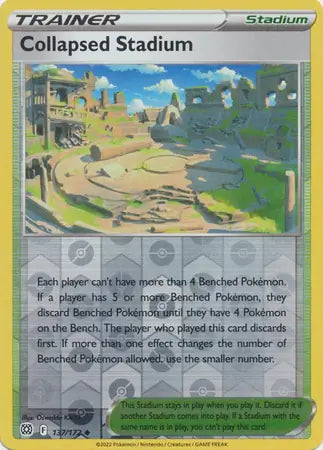Collapsed Stadium Reverse Holo 137, Brilliant Stars | Sword & Shield, trainer, 5.00 kr, Pokesingles. Kjøp pokemon kort til lave priser hos oss.