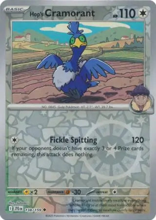 Hop's Cramorant Reverse Holo 138 - Journey Together Pokesingles
