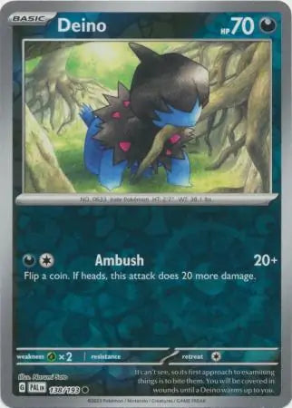 Deino Reverse Holo 138 - Paldea Evolved, Paldea Evolved | Scarlet & Violet, , 5.00 kr, Pokesingles. Kjøp pokemon kort til lave priser hos oss.