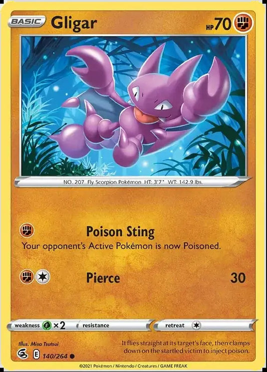 Gligar 140, Fusion Strike | Sword & Shield, , 0.00 kr, Pokesingles. Kjøp pokemon kort til lave priser hos oss.