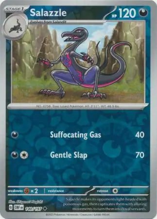 Salazzle Reverse Holo 140, Obsidian Flames | Scarlet & Violet, , 4.00 kr, Pokesingles. Kjøp pokemon kort til lave priser hos oss.