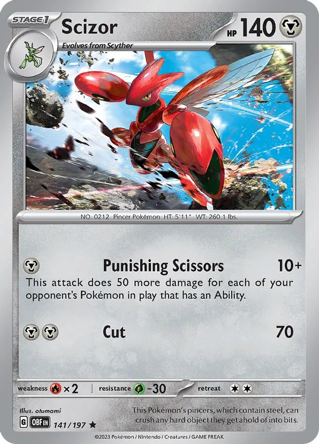 Scizor 141 Holo Rare, Obsidian Flames | Scarlet & Violet, , 5.00 kr, Pokesingles. Kjøp pokemon kort til lave priser hos oss.